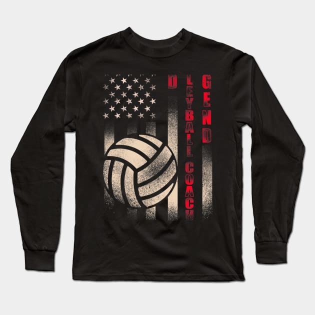 Dad Volleyball Coach Flag Fathers Day Long Sleeve T-Shirt by Typewriter Lovecraft